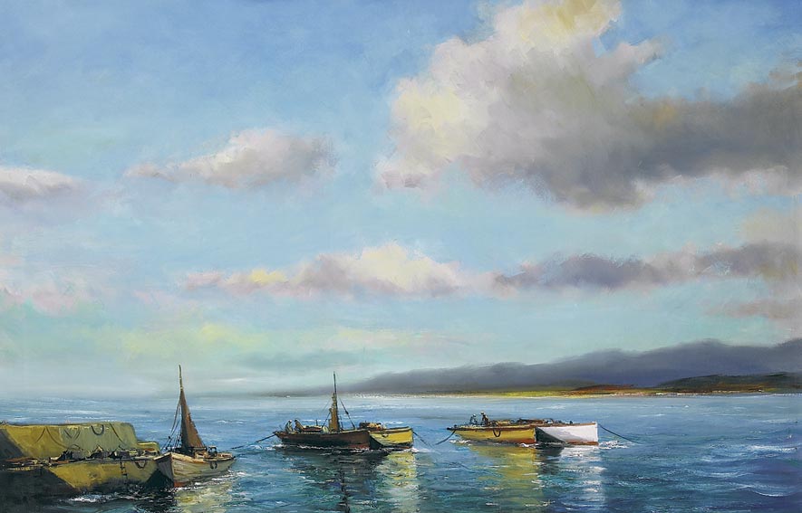FISHING BOATS, PORTNOO, COUNTY DONEGAL by Norman J. McCaig sold for 4,000 at Whyte's Auctions