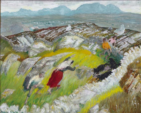 ROUNDING UP THE BLACK LAMBS by Derek Clarke sold for 1,900 at Whyte's Auctions