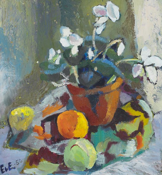 STILL LIFE WITH CYCLAMEN AND FRUIT by Ebba von Essen (Hamilton) sold for 1,700 at Whyte's Auctions