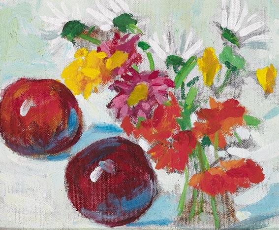 STILL LIFE WITH APPLES AND DAISIES by Michael Healy sold for 900 at Whyte's Auctions