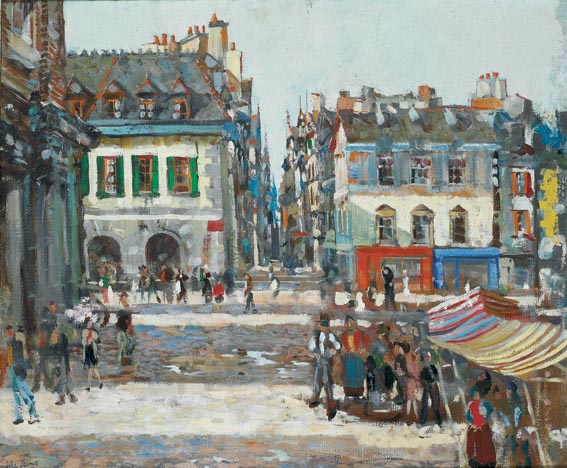 A FRENCH MARKET TOWN by James le Jeune sold for 15,000 at Whyte's Auctions