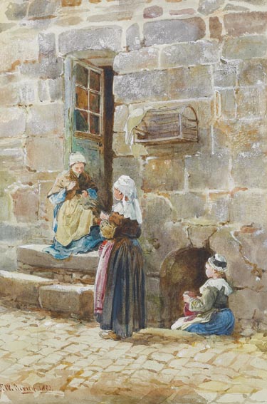 WOMEN SEWING, BRITTANY by Fanny Wilmot Currey WCSI (1848-1917) at Whyte's Auctions