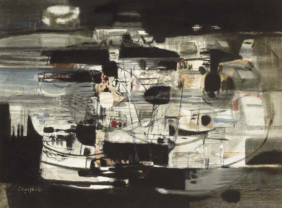 FISHING HARBOUR, NIGHT by George Campbell sold for 13,000 at Whyte's Auctions