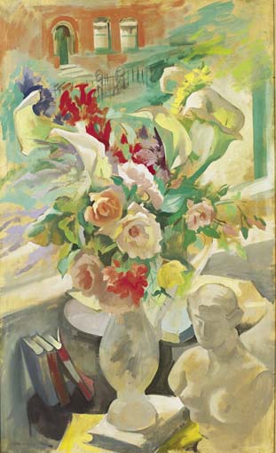 STILL LIFE WITH FLOWERS BEFORE A WINDOW by Frances J. Kelly HRUA ARHA ROI FRSA (1908-2002) at Whyte's Auctions