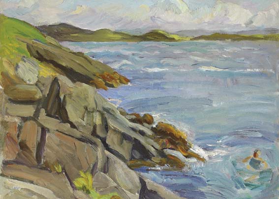 SWIMMER NEAR ROCKS by Estella Frances Solomons sold for 2,800 at Whyte's Auctions