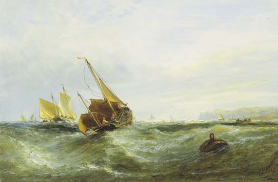 FISHING VESSELS WITH CLIFFS BEYOND by Edwin Hayes sold for 15,000 at Whyte's Auctions