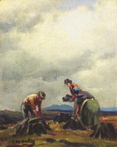 TURF STACKING IN THE GLENS by Charles J. McAuley sold for 3,800 at Whyte's Auctions