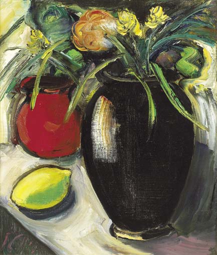 STILL LIFE WITH FLOWERS AND LEMON by Peter Collis sold for 4,400 at Whyte's Auctions