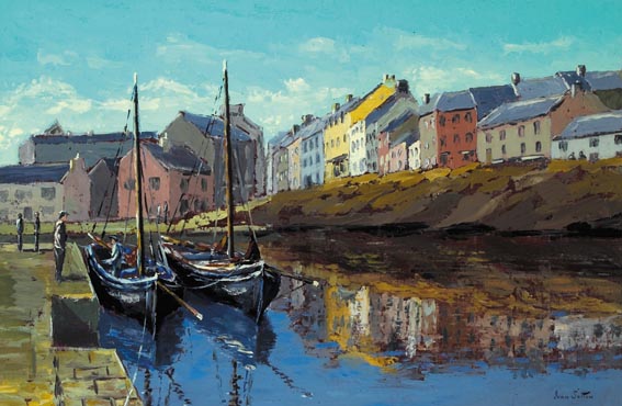 ROUNDSTONE VILLAGE AND HARBOUR, COUNTY GALWAY by Ivan Sutton sold for 4,200 at Whyte's Auctions