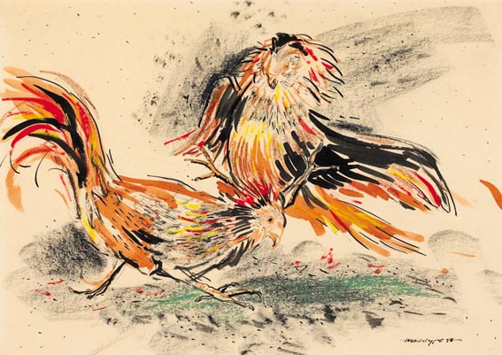 FIGHTING COCKS by James MacIntyre RUA (1926-2015) at Whyte's Auctions