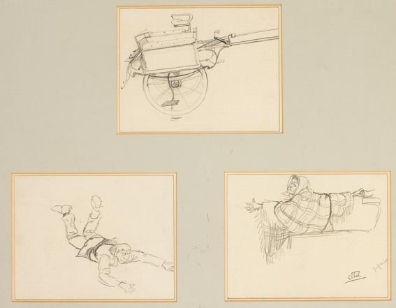 A PONYTRAP MISHAP (SERIES OF THREE SKETCHES) by Edith Oenone Somerville sold for 260 at Whyte's Auctions