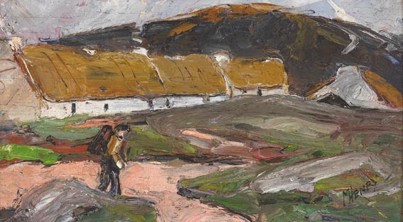 THATCHED COTTAGES IN THE WEST OF IRELAND (A PAIR) by Marjorie Henry sold for 1,100 at Whyte's Auctions