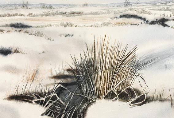 SNOW OVER BOG by James Hall Flack sold for 200 at Whyte's Auctions