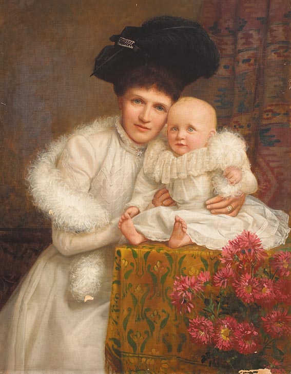 PORTRAIT OF MRS JANE O'CONNOR AND HER SON JOHN MARTIN O'CONNOR, circa 1898 by Charles Russell sold for 800 at Whyte's Auctions