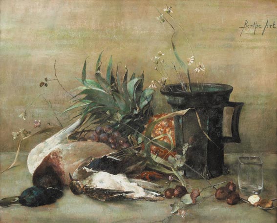 STILL LIFE WITH FRUIT AND GAME by Berthe Art sold for 650 at Whyte's Auctions