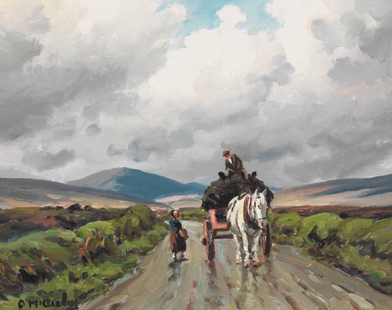 TURF CART ON A ROAD WITH COUPLE CONVERSING by Charles J. McAuley sold for 4,400 at Whyte's Auctions