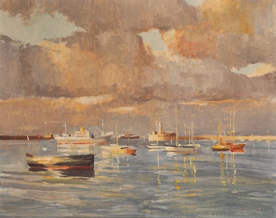 DUN LAOGHAIRE HARBOUR, COUNTY DUBLIN by Tom Nisbet sold for 1,900 at Whyte's Auctions