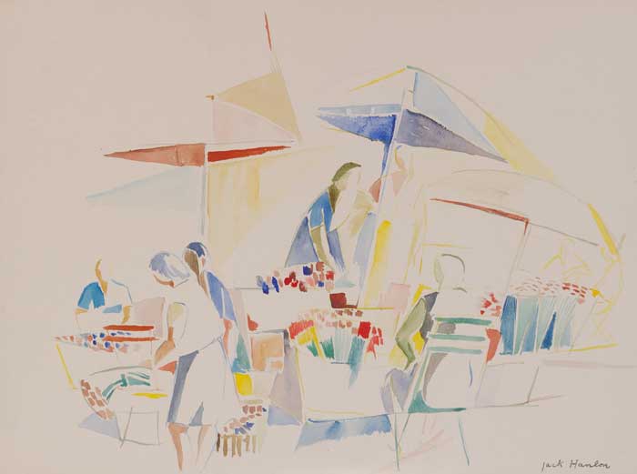 THE FLOWER MARKET, MENTON by Father Jack P. Hanlon sold for 1,900 at Whyte's Auctions