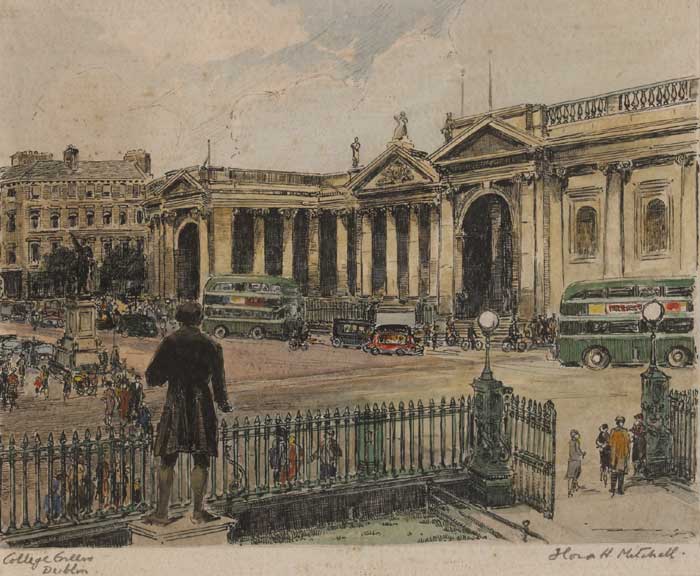 COLLEGE GREEN, DUBLIN by Flora H. Mitchell sold for 3,000 at Whyte's Auctions