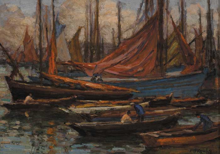 TURNING BOATS AT CONCARNEAU by Aloysius C. OKelly (1853-1936) at Whyte's Auctions