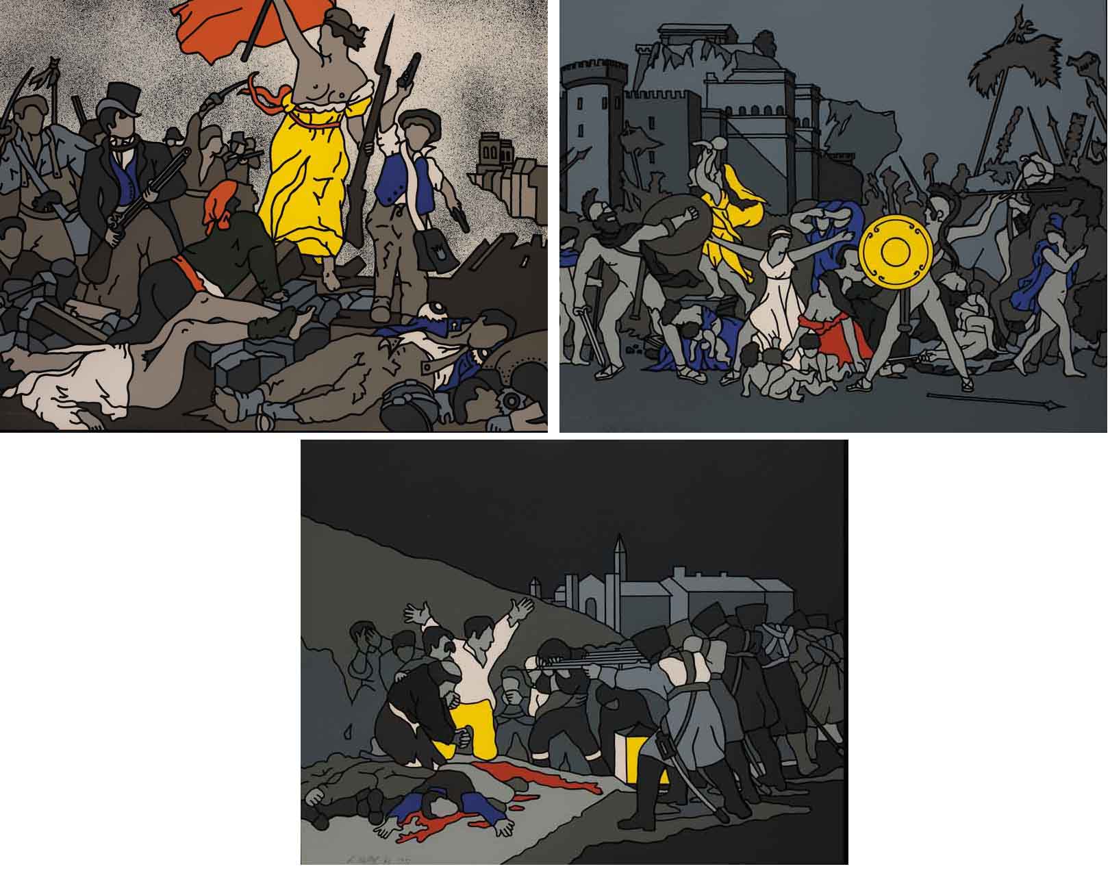 LIBERTY AT THE BARRICADES AFTER DELACROIX, THE THIRD OF MAY AFTER GOYA and THE RAPE OF THE SABINES AFTER DAVID (SET OF THREE) by Robert Ballagh sold for 5,000 at Whyte's Auctions