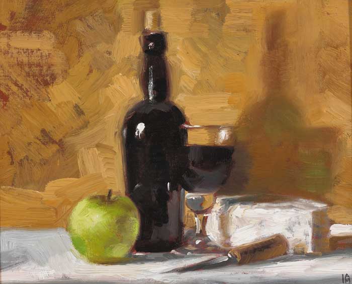 STILL LIFE WITH WINE AND CHEESE by Ian McAllister (b.1966) at Whyte's Auctions