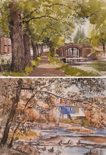 LEESON STREET BRIDGE, GRAND CANAL and RIVER DODDER, CLONSKEAGH (A PAIR) by Tom Nisbet sold for 1,200 at Whyte's Auctions
