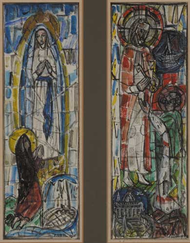 CARTOON FOR A TWO-LIGHT WINDOW IN ST MARY'S CHURCH, GALWAY by Patrick Pollen sold for 800 at Whyte's Auctions