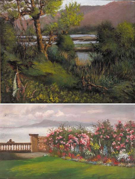 ON THE ROAD TO PARKNASILLA and VIEW FROM THE GARDEN AT OSBORNE HOUSE, MONKSTOWN, COUNTY DUBLIN (2) by Clare Galwey sold for 800 at Whyte's Auctions