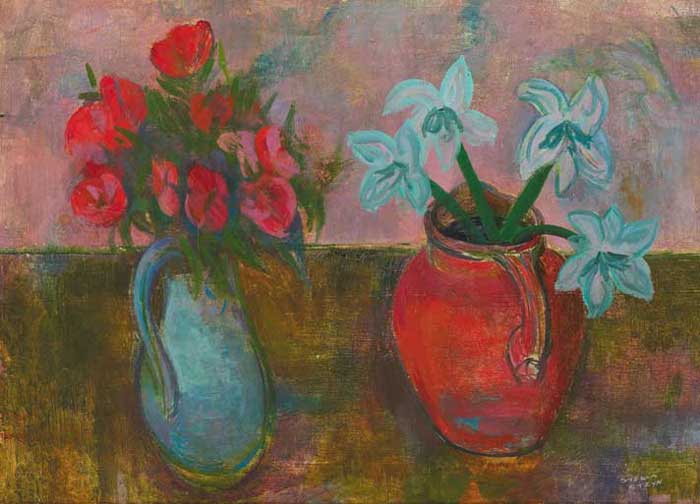TWO JUGS OF FLOWERS by Stella Steyn sold for 2,800 at Whyte's Auctions