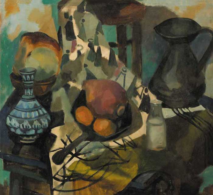 STILL LIFE WITH TURNIP, SKILLET AND MOORISH VASE by Alice Hanratty sold for 2,100 at Whyte's Auctions