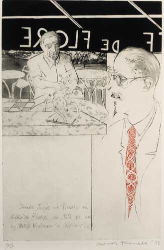 JOYCE ET PICASSO AU CAFE DE FLORE, 1992 by Micheal Farrell (1940-2000) at Whyte's Auctions