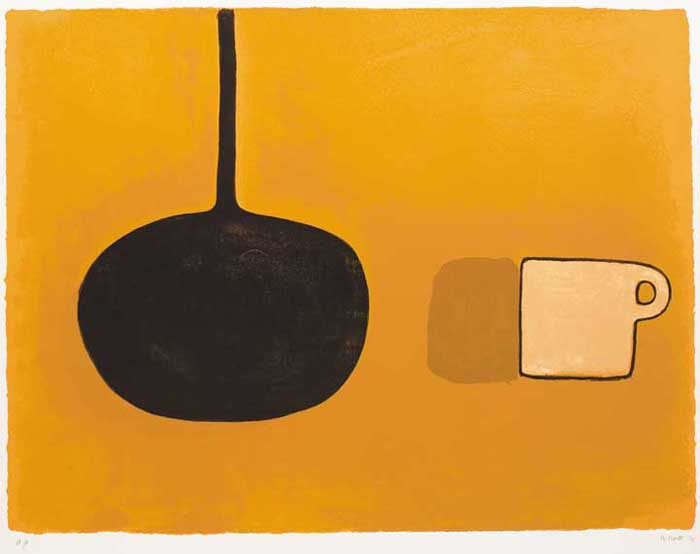 BLACK PAN, BEIGE CUP ON BROWN, 1970 by William Scott sold for 6,400 at Whyte's Auctions