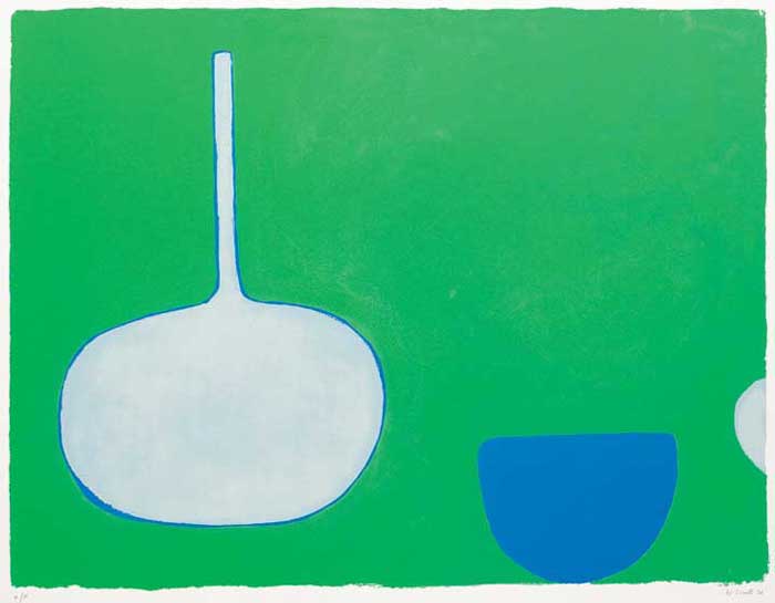 PAN AND BOWL, BLUES ON GREEN, 1970 by William Scott sold for 6,400 at Whyte's Auctions
