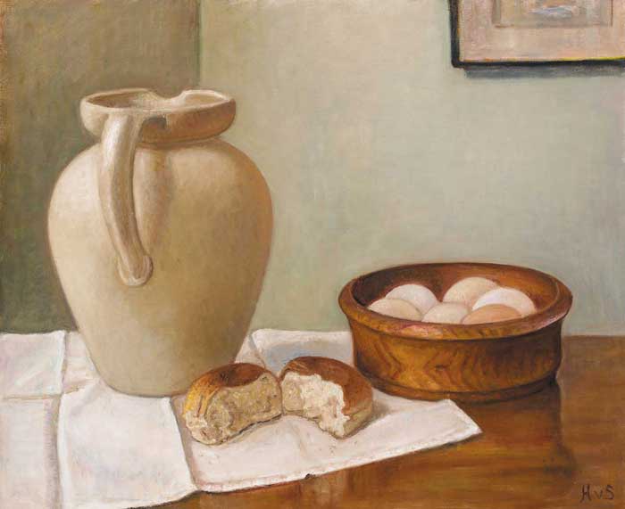 JUG, EGGS AND BREAD, 1991 by Hilda van Stockum sold for 7,700 at Whyte's Auctions