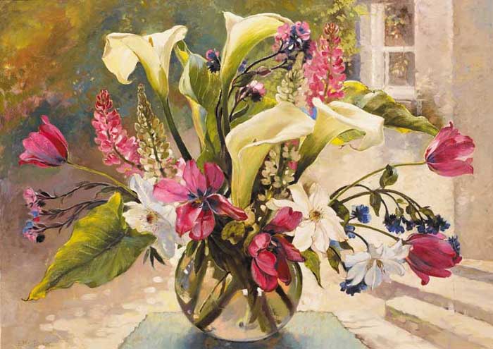 EASTER LILLIES AND TULIPS by Geraldine O'Brien sold for 2,200 at Whyte's Auctions