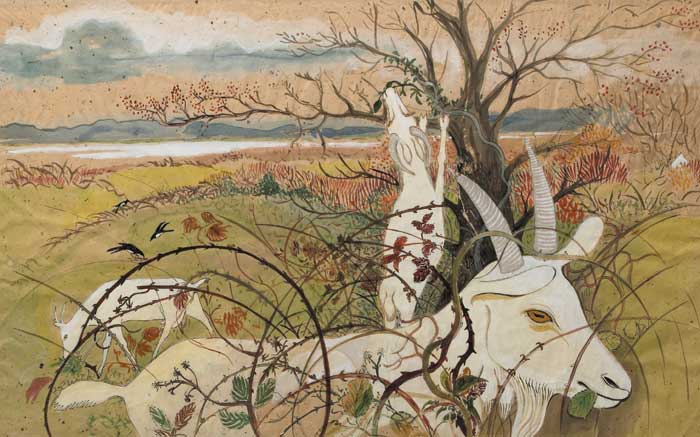 THREE WHITE GOATS, NOVEMBER 1981 by Pauline Bewick sold for 5,800 at Whyte's Auctions