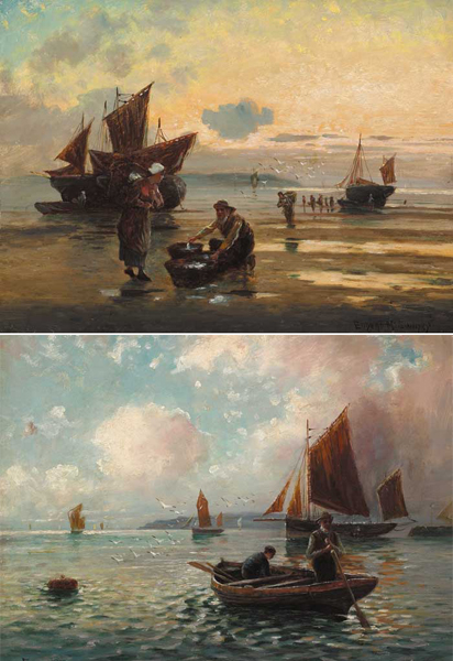 SETTING OUT and SORTING THE CATCH (A PAIR) by Eugene J. McSwiney sold for 4,800 at Whyte's Auctions