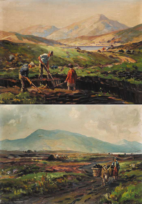 TURF CUTTING, DONEGAL (A PAIR) by Charles J. McAuley sold for 13,500 at Whyte's Auctions