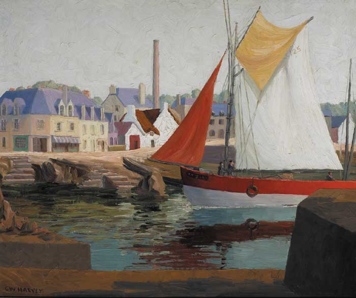 HARBOUR IN BRITTANY, circa 1935 by Charles W. Harvey sold for 2,200 at Whyte's Auctions