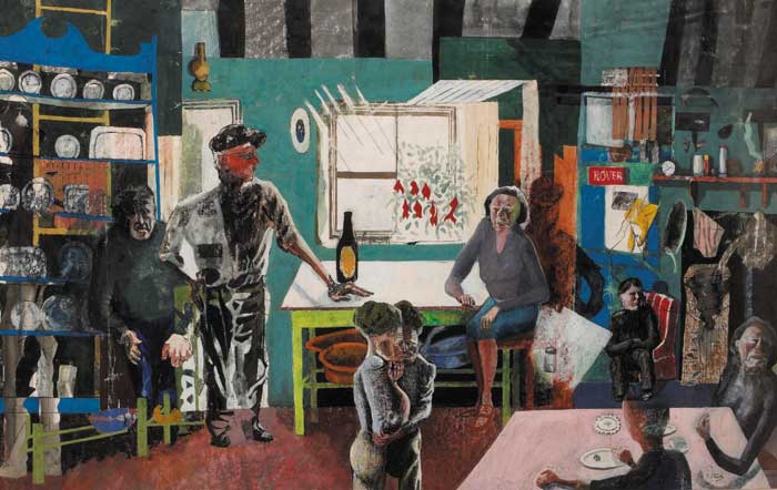 FIGURES IN KITCHEN INTERIOR, circa 1994 by Shaun Stanley sold for 1,300 at Whyte's Auctions
