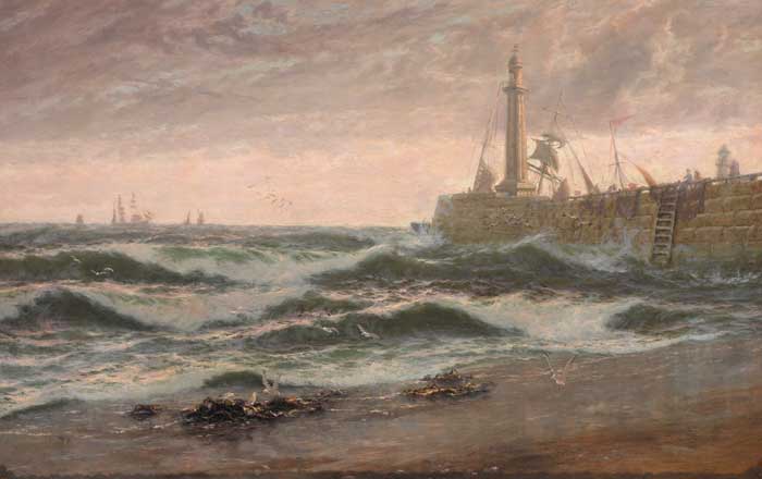 WINDY MORNING, WHITBY SANDS by Thomas Rose Miles sold for 2,900 at Whyte's Auctions