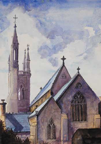 CHURCH AT BALLYBOFEY, COUNTY DONEGAL by Clare Cryan sold for 220 at Whyte's Auctions