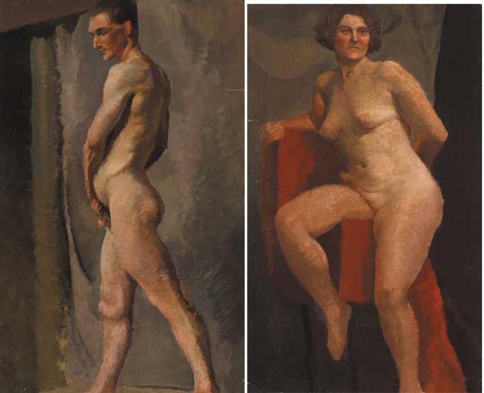 MALE AND FEMALE NUDES (A PAIR) by Robert Boyd Morrison sold for 2,000 at Whyte's Auctions