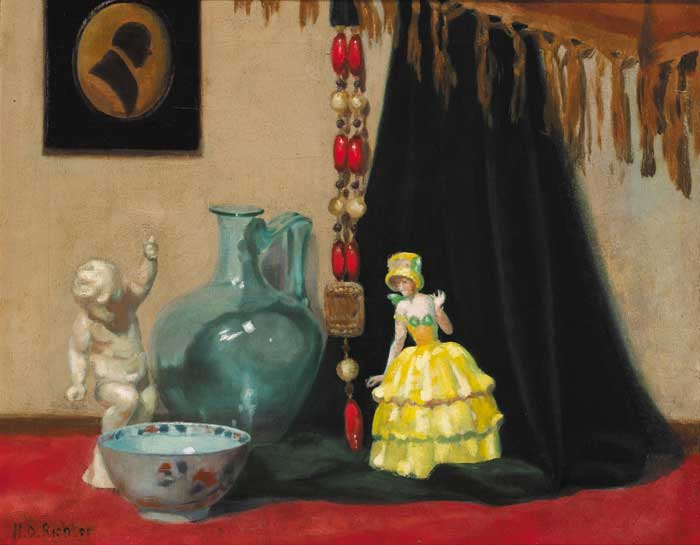 STILL LIFE WITH PORCELAIN FIGURINES, 1926 by Herbert Davis Richter sold for 1,300 at Whyte's Auctions