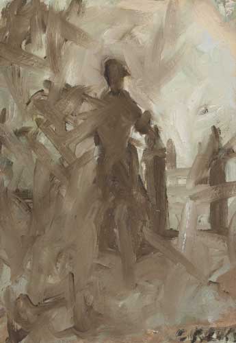 A HUNTSMAN STANDING BY A FENCE by Christopher J. Keogh sold for 400 at Whyte's Auctions