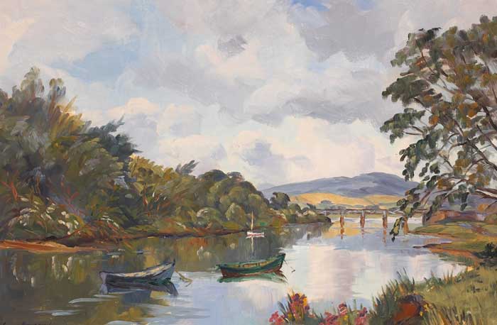 A SUMMER'S AFTERNOON ALONG THE VARTRY AT WICKLOW, 1991 by Stanley Pettigrew sold for 500 at Whyte's Auctions