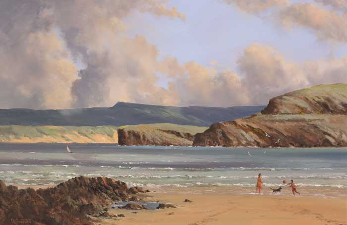 CHILDREN PLAYING ON A BEACH by David Anthony Overend sold for 420 at Whyte's Auctions