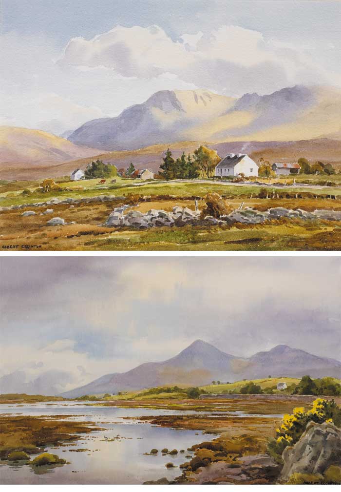 THE MOURNES, DUNDRUM, COUNTY DOWN and COTTAGE NEAR LOUISBURGH, COUNTY MAYO (A PAIR) by Robert Egginton sold for 1,000 at Whyte's Auctions