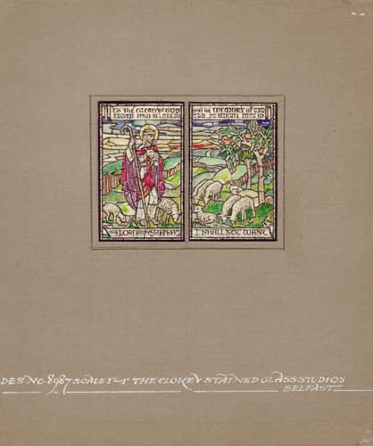 DESIGN FOR A TWO LIGHT WINDOW: THE LORD IS MY SHEPHERD by Studio of W. F. Clokey sold for 400 at Whyte's Auctions